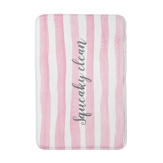 Squeaky Clean rosa Streifen Aquarellmatte Badematte (Vorderseite Vertikal)