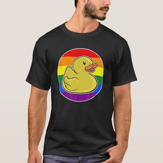 Squeaky Duck Rainbow Duck Pride T-Shirt (Vorderseite)