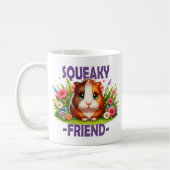 Squeaky Friend Pun. Niedlich Baby Guinea Cartoon Kaffeetasse (Links)