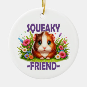 Squeaky Friend Pun. Niedlich Baby Guinea Cartoon Keramik Ornament