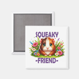 Squeaky Friend Pun. Niedlich Baby Guinea Cartoon Magnet