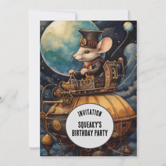 Squeaky Steampunk Animal Individuelle Name Einladung