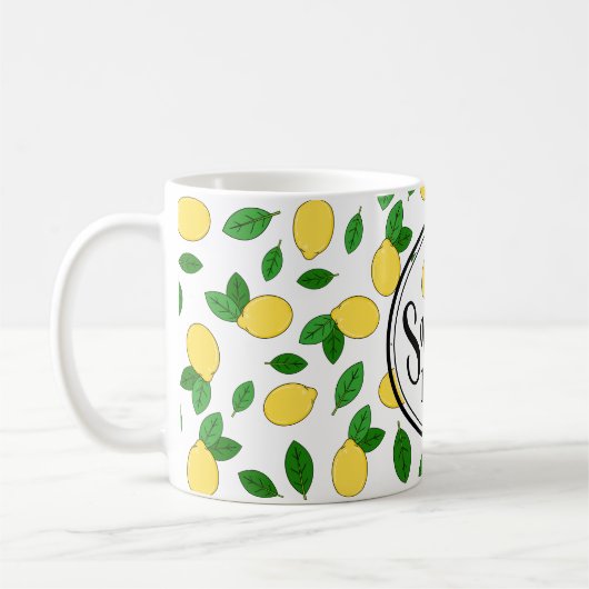 Squeeeeze the Day Funny Zitat Lemon Clip Art Muste Kaffeetasse (Links)
