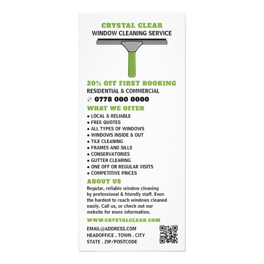 Squeegee, Preisliste für Fensterreinigung Werbekarte (Vorne)