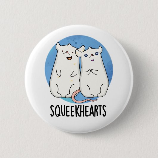 Squeekherzen Funny Mouse Sweetheart Pun Button (Vorderseite)
