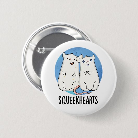 Squeekherzen Funny Mouse Sweetheart Pun Button (Vorne & Hinten)