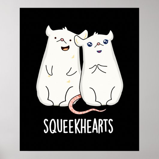 Squeekherzen Funny Mouse Sweetheart Pun Dark BG Poster (Vorne)