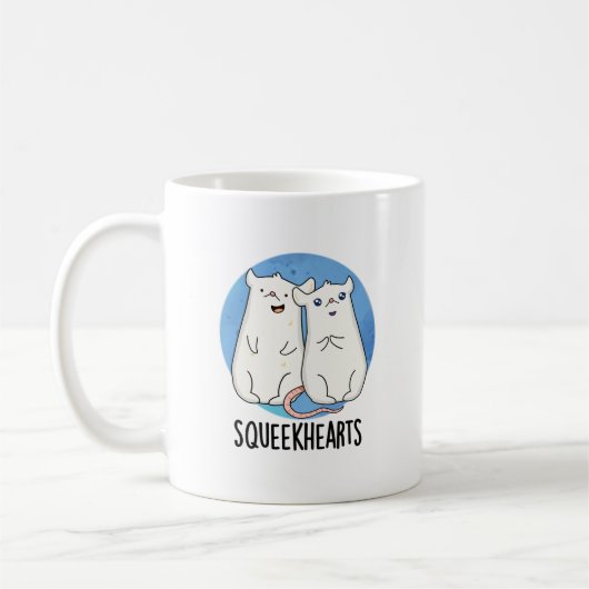 Squeekherzen Funny Mouse Sweetheart Pun Kaffeetasse (Links)