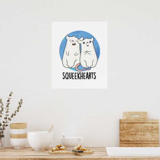 Squeekherzen Funny Mouse Sweetheart Pun Poster (Küche)