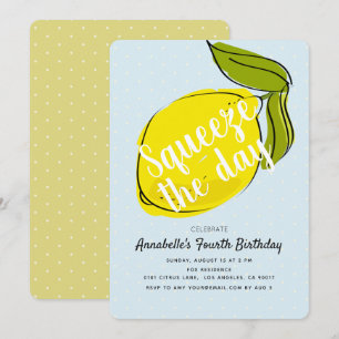 Squeeze den Day Lemon Citrus Blue Geburtstag Einladung