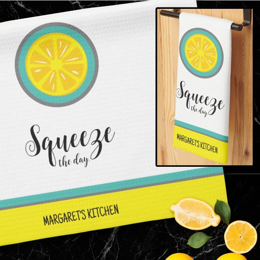 Squeeze den Tag Niedlich Lemon Aquamarin Fruchtpup Geschirrtuch