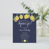Squeeze Lemon Blue Brautparty Einladung (Stehend Vorderseite)