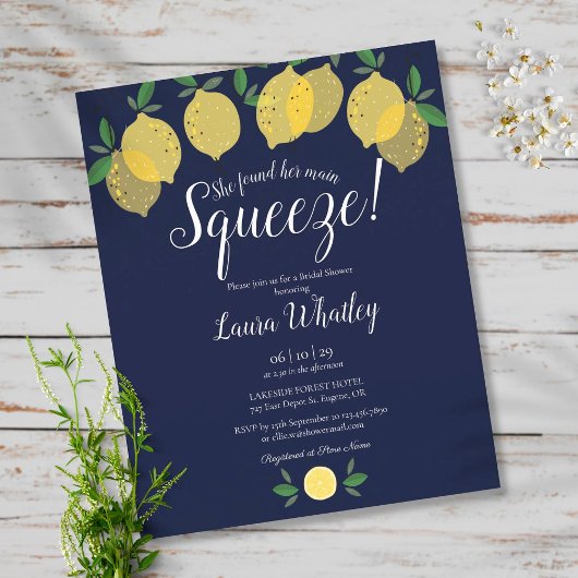 Squeeze Lemon Blue Brautparty Einladung