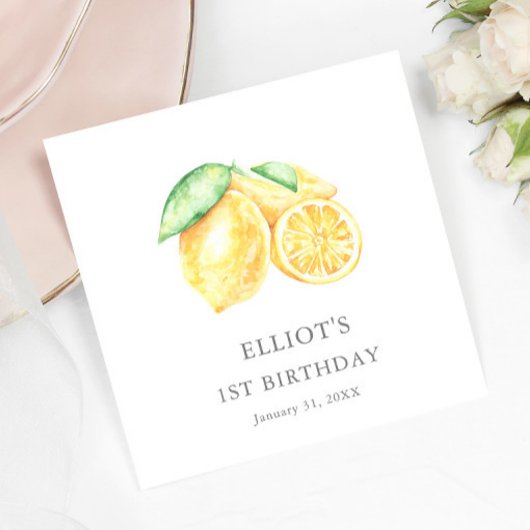 Squeeze Lemon Citrus Baby Erstgeburtstag Begrüßung Serviette