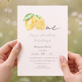 Squeeze Lemon Citrus Summer Baby ersten Geburtstag Einladung