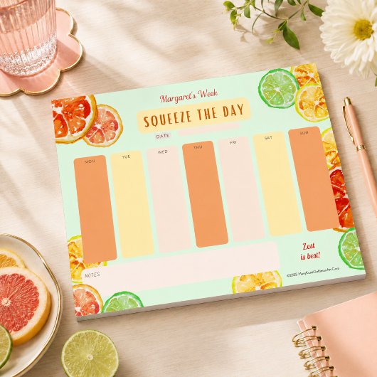 Squeeze the Day Citrus Motivation Weekly Planer Notizblock