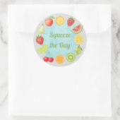 Squeeze the Day - farbenfrohe Fruchtsaftsticker Runder Aufkleber (Tasche)