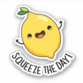 Squeeze the Day Funny Lemon Puff Aufkleber (Vorderseite)