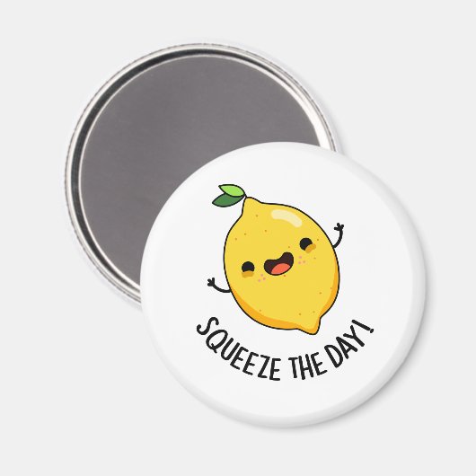 Squeeze the Day Funny Lemon Puff Magnet (Vorderseite/Rückseite)