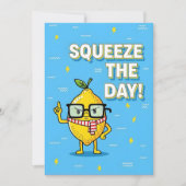 Squeeze the Day funny lemon pun gift Dankeskarte (Vorderseite)