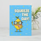 Squeeze the Day funny lemon pun gift Dankeskarte (Stehend Vorderseite)