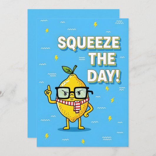 Squeeze the Day funny lemon pun gift Dankeskarte (Vorne/Hinten)