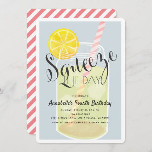 Squeeze the Day Lemonade Jar Birthday Einladung