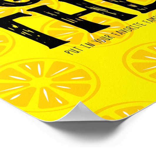 Squeeze the Day Lemons Frucht gelb schwarzes Muste Poster (Ecke)