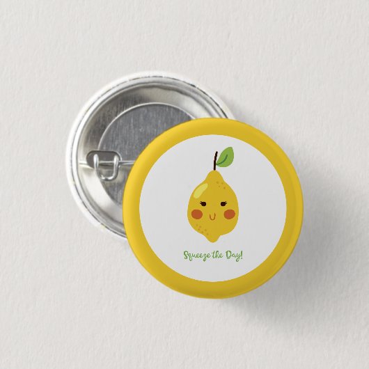 Squeeze the Day Punny Lemon Button (Vorne & Hinten)