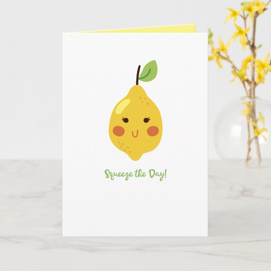 Squeeze the Day Punny Lemon Custom Interior Text Karte (Gelbe Blume)
