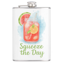 Squeeze the Day - Summer Watercolor Fruit Drink Flachmann