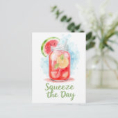 Squeeze the Day - Watercolor Fruchtsommer Postkarte (Stehend Vorderseite)
