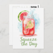 Squeeze the Day - Watercolor Fruchtsommer Postkarte (Vorne/Hinten)