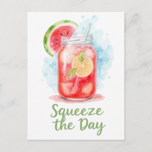 Squeeze the Day - Watercolor Fruchtsommer Postkarte (Vorderseite)