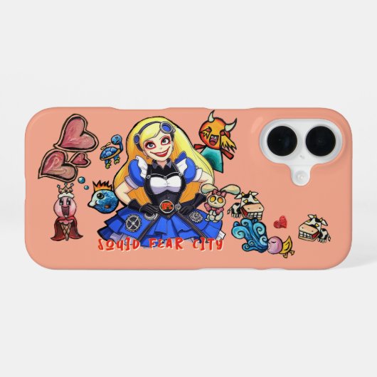 Squid Fear City ALICE EDITION iPhone 16 Hülle (Rückseite (Horizontal))