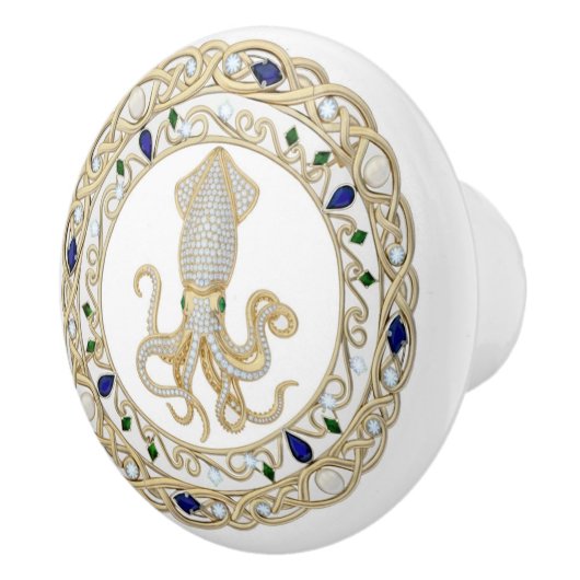 Squid Gold Crystal Ocean Sea 2D graphic gemstone Keramikknauf (Rechts)