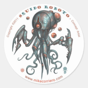 Squidobot-O-Aufkleber Runder Aufkleber