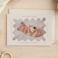 Squiggg Wavy Beige Rahmen Birth Announcement Foto