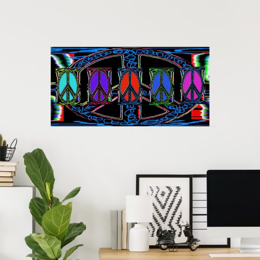 Squigggle Peace Sign Windows Poster (Heimbüro)