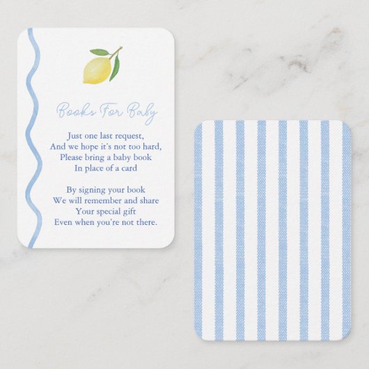 Squiggle Border Lemon Books for Baby Boy Showroom Begleitkarte (Vorne/Hinten)