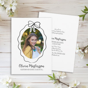 Squiggle Bow Foto Open House Graduation Party Einladung