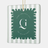 Squiggle Frame & Stripes Monogram Christmas Photo Keramikornament (Links)