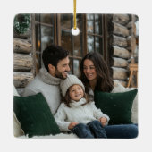 Squiggle Frame & Stripes Monogram Christmas Photo Keramikornament (Rückseite)