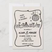 Squiggle Hand Gezeichnet Moderne Doodle Einzigarti Einladung (Vorderseite)