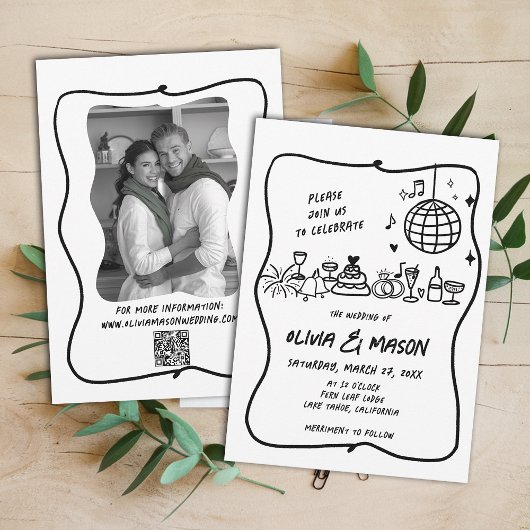 Squiggle Hand Gezeichnet Moderne Funky Einzigartig Einladung