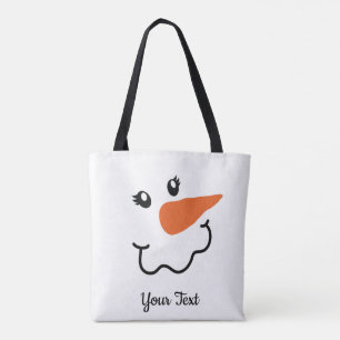 Squiggle-Mouth Snowman Design Tote Bag Tasche