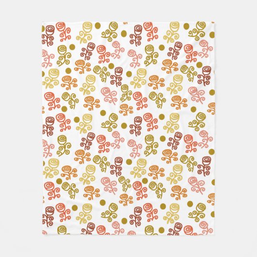 Squiggle Rose Gold Orange und Rost Fleece Blanken (Vorderseite)