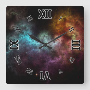 Squiggley Nebula Star Dust Cloud CRQENH Quadratische Wanduhr