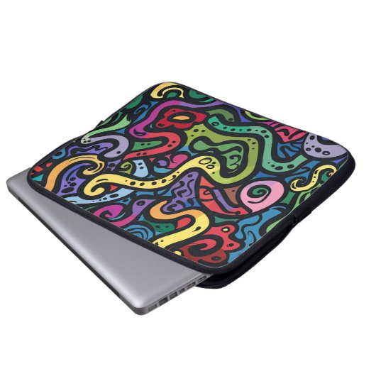 Squiggly Doodles Laptop-Sieb Laptopschutzhülle (Vorne Knopf)