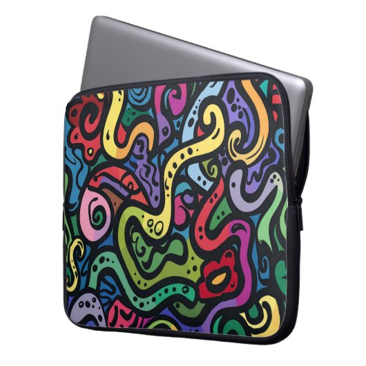 Squiggly Doodles Laptop-Sieb Laptopschutzhülle (Vorderseite Links)